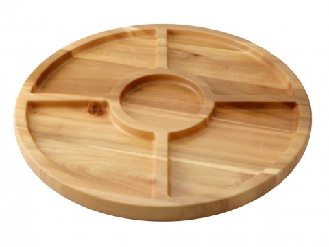 Sectional acacia wood snack platter